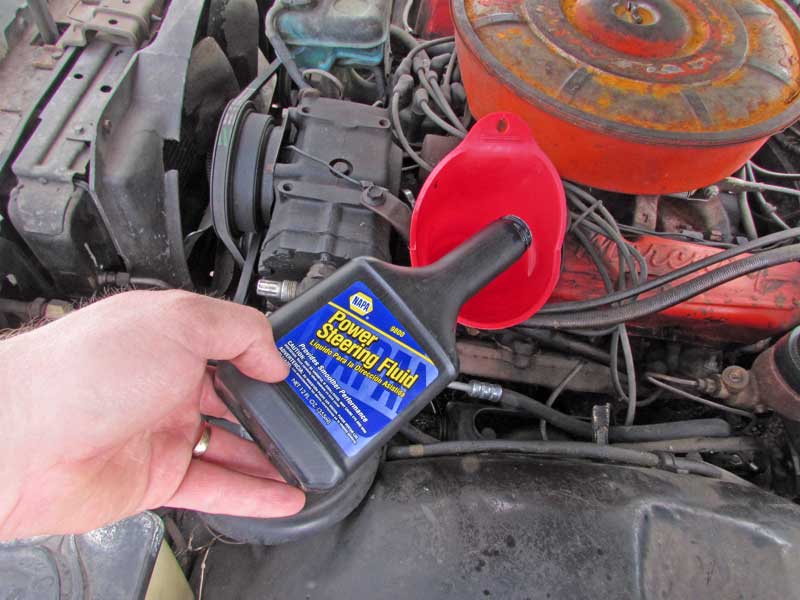 Fire up the engine and top off the pump reservoir with NAPA power steering fluid and go for a spin. You will want to check the fluid level after 20-30 miles as air pockets may dislodge, lowering the actual fluid level in the reservoir.
