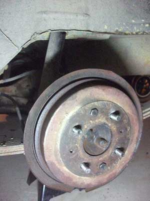 Rear drum brake on my Mazda 808. All finished replacing the brake cylinder just need to bleed brakes now.
