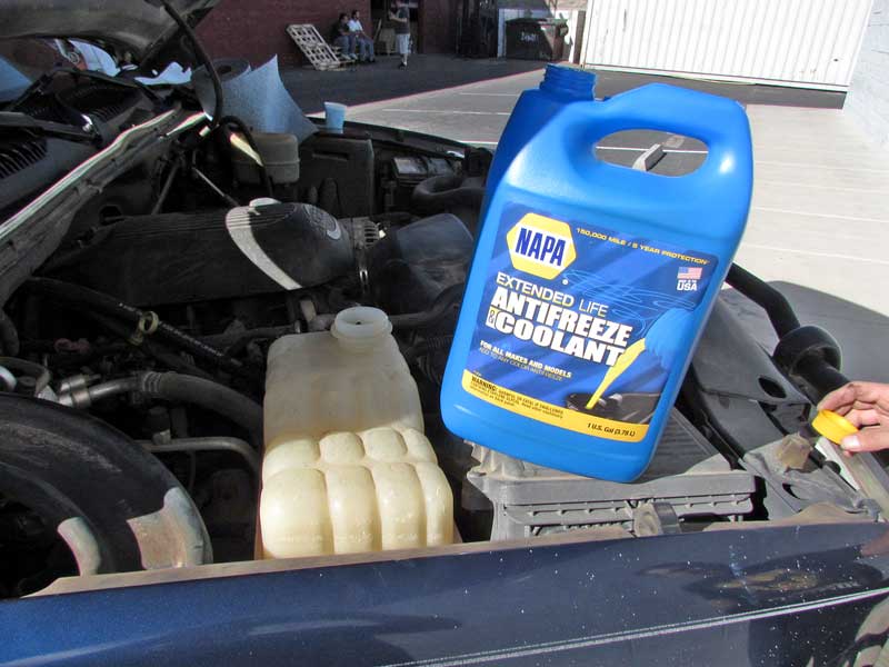 Once everything is back together it is time to top off the coolant tank and bring the engine up to running temp before topped off again.