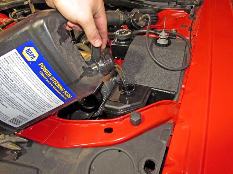 The last step is filling the system with fresh fluid and purging the air.